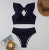 Bikini a tre pezzi alla moda europeo e americano con top arricciato