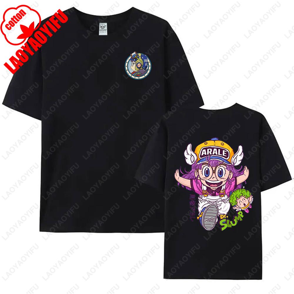 Kawaii Arale T-shirts Man Women Graphic Japanese Manga Tshirt Y2k Clothes Cotton Short-sleev Tee Clothing Two-sided Printed Tops