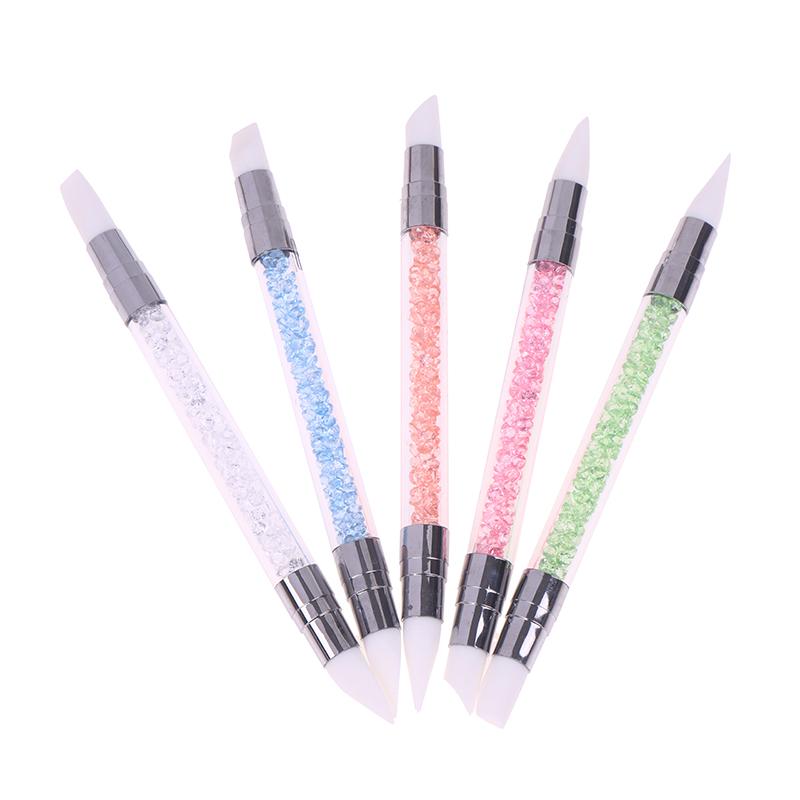 5 szt. Pióro do zdobienia paznokci Dwugłowe Silikonowe Pióro do Rzeźbienia Kwiatów Regulowany Klej w Sztyfcie Pióro do Embossingu Pędzel do Zdobienia Paznokci Każde Narzędzie Domowe