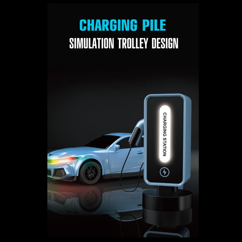 Children's Remote Control Car With Charging Pile Simulation New Energy Electric Car Sports Car Model Electric Toy