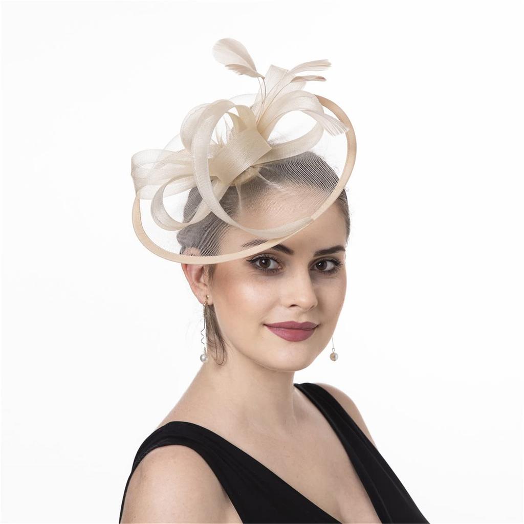 Feather Headpiece Breathable Fascinator Hat With Headbands and Clip For Themed Event Cocktail Wedding Costumes