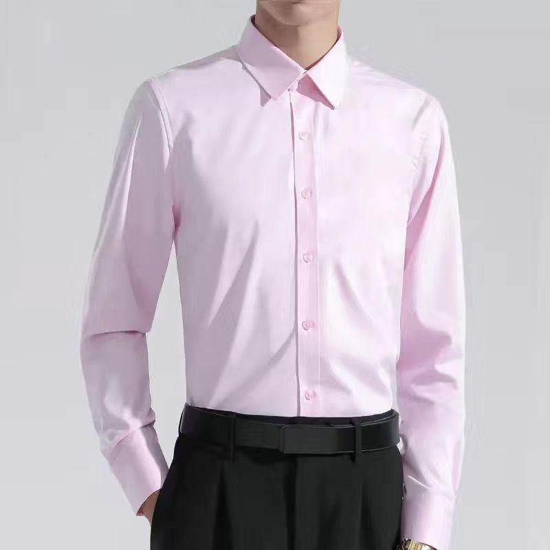 Long-sleeved Men's Solid Shirt Business Temperament Lined Free Ironing Shirt