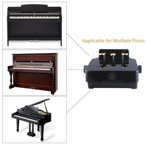 Piano Auxiliary Pedal, Adjustable Height Piano Pedal, 3 Pedals (Black)