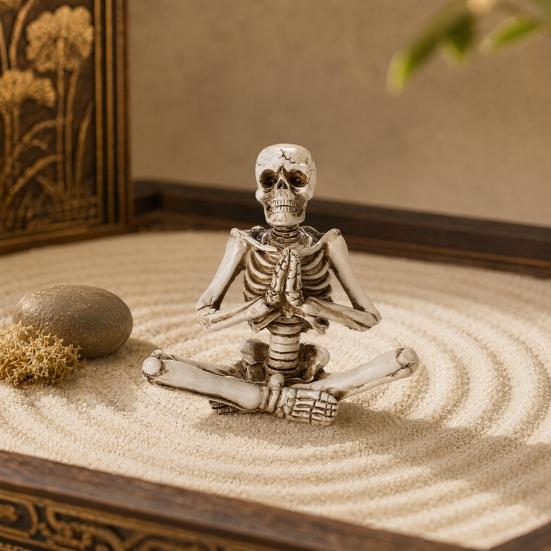 Baizihuahu Halloween Yoga Skeleton Statue, Funny Dead Figure for Party Decor, Resin Gothic Skull Ornament Haunted House, Garden Gift