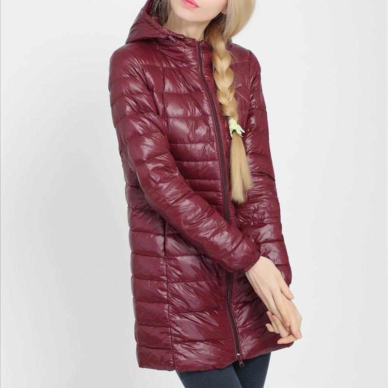 Buy Women Light Down Jacket Hooded Winter Duck Down Jackets Slim Long