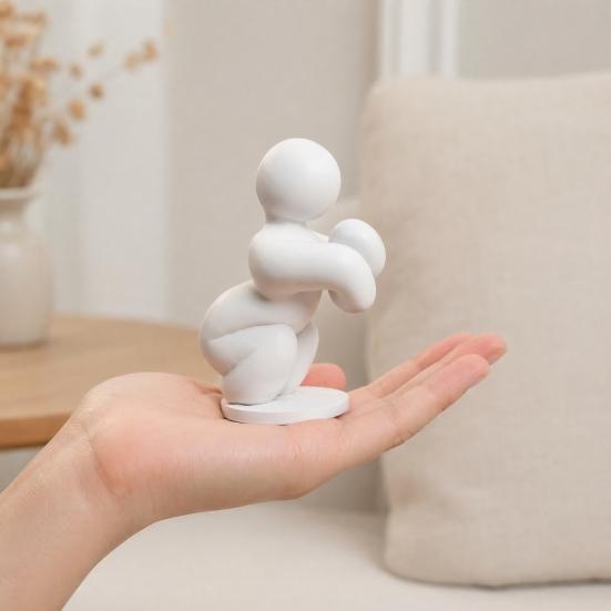 Minimalist Man Decoration 1/8Pcs 3D Printed Game Character Figure, Sitting Standing Lying Figurine, Model Abstract White Statue, Collectible Gift for
