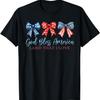 God Bless America Land That I Love Coquette Bow 4th Of July T-Shirt