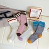 Socks Girls Retro Parallel Lines Contrasting Stripes Thick Needle Socks Lazy Wind Wool Knitting Piles Of Socks Tide