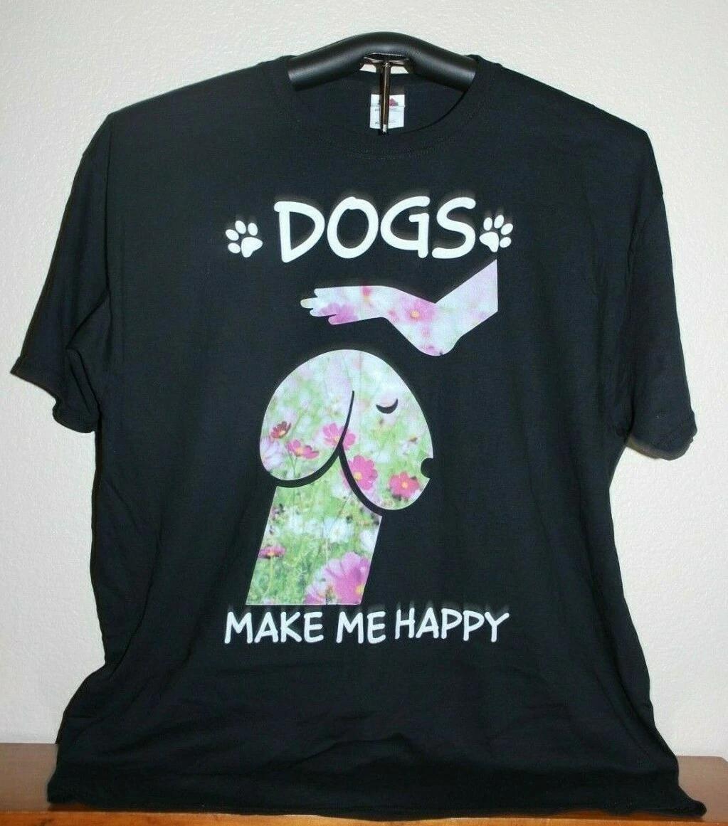 DOGS MAKE ME HAPPY T-Shirt, X-Large in Black 4XL