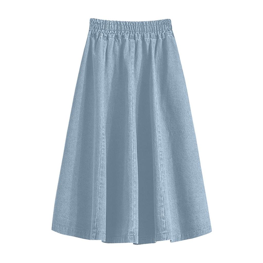 Women's Loose Medium Length Denim Skirt Casual High Waist Skirt