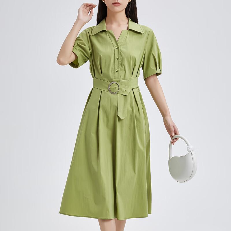 

Women s Collared Belted A-Line Midi Dress XL