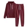 Women Plush Hoodie and Pants Set 2 Pcs Solid Color Long Sleeve Top Elastic Waist Ankle Banded Trousers Thick Sport Fitness Suit
