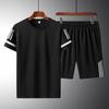 Summer New Men's Casual Sports Suit Round Neck Thin Section of Short-sleeved T-shirt Short Trousers Ice Silk Quick Dry Two-piece Set
