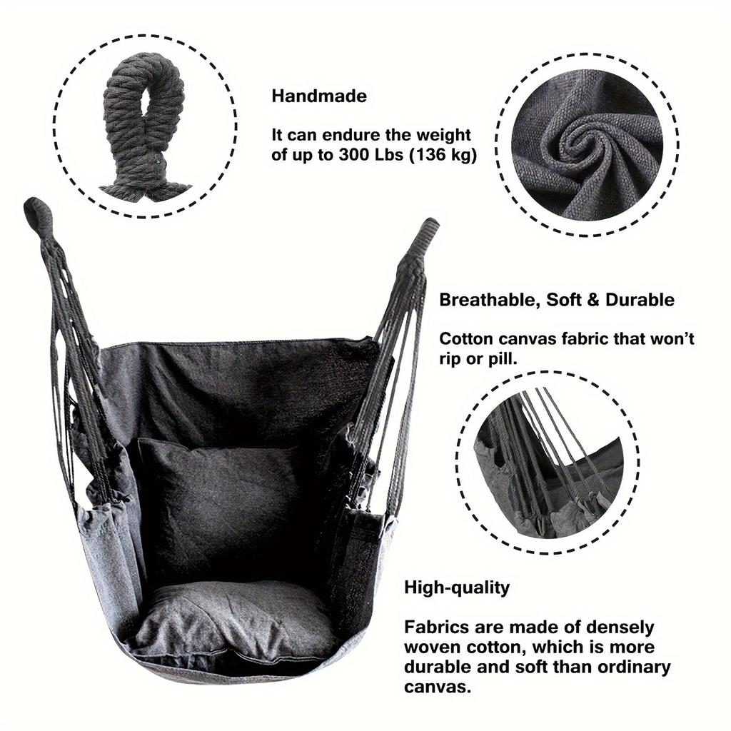 1Pcs Portable Fabric Hammock Swing Chair with Anti Rollover Storage Bag for Indoor Outdoor Garden Patio Dormitory Leisure