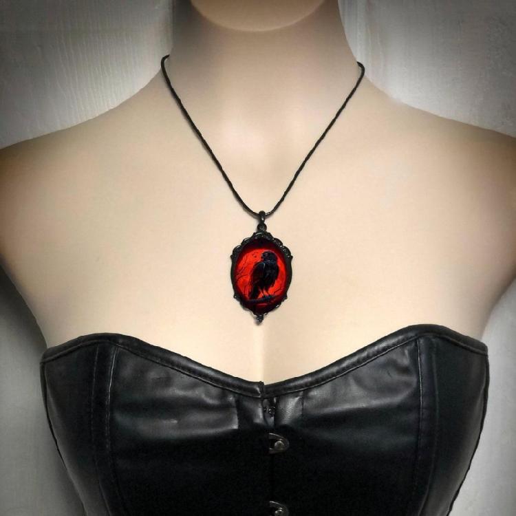 Steampunks Gothic Necklace Black Bird Crow Choker Animal Jewelry Gothic Necklace
