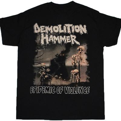 Abbruchhammer Epidemie der Gewalt T-Shirt Tops Tee Baumwolle Schwarz Herren S bis 4XL