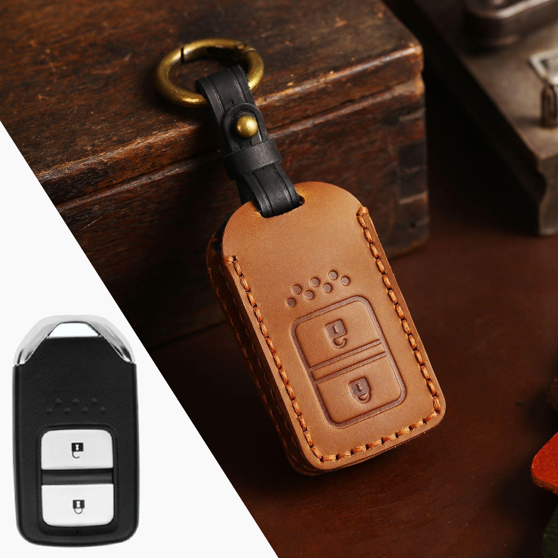 

Leather Car Key Cover Keychain Holder Case Protector for Honda CR-V ACCORD ODYSSEY CIVIC Ect All-inclusive Remote Accessories