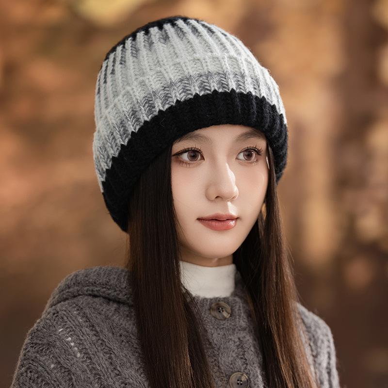 Outdoor Autumn and Winter Casual Knitted Hat Warm Wool Hat Windproof Ear Protection Stack Hat Women