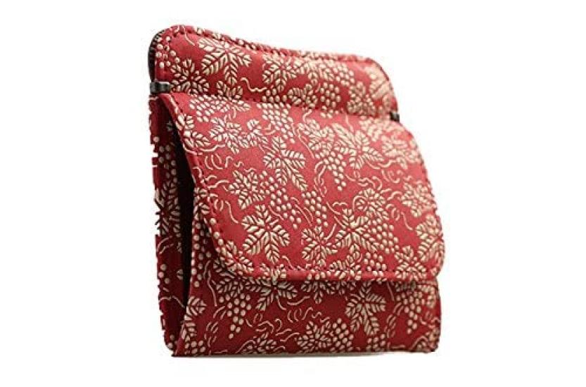 Inden Yushichi Uehara Genuine Leather with Card Coin Purse with Four Sides Model Number Red Background X White Grape Genuine Made In Japan [INDEN-YA]