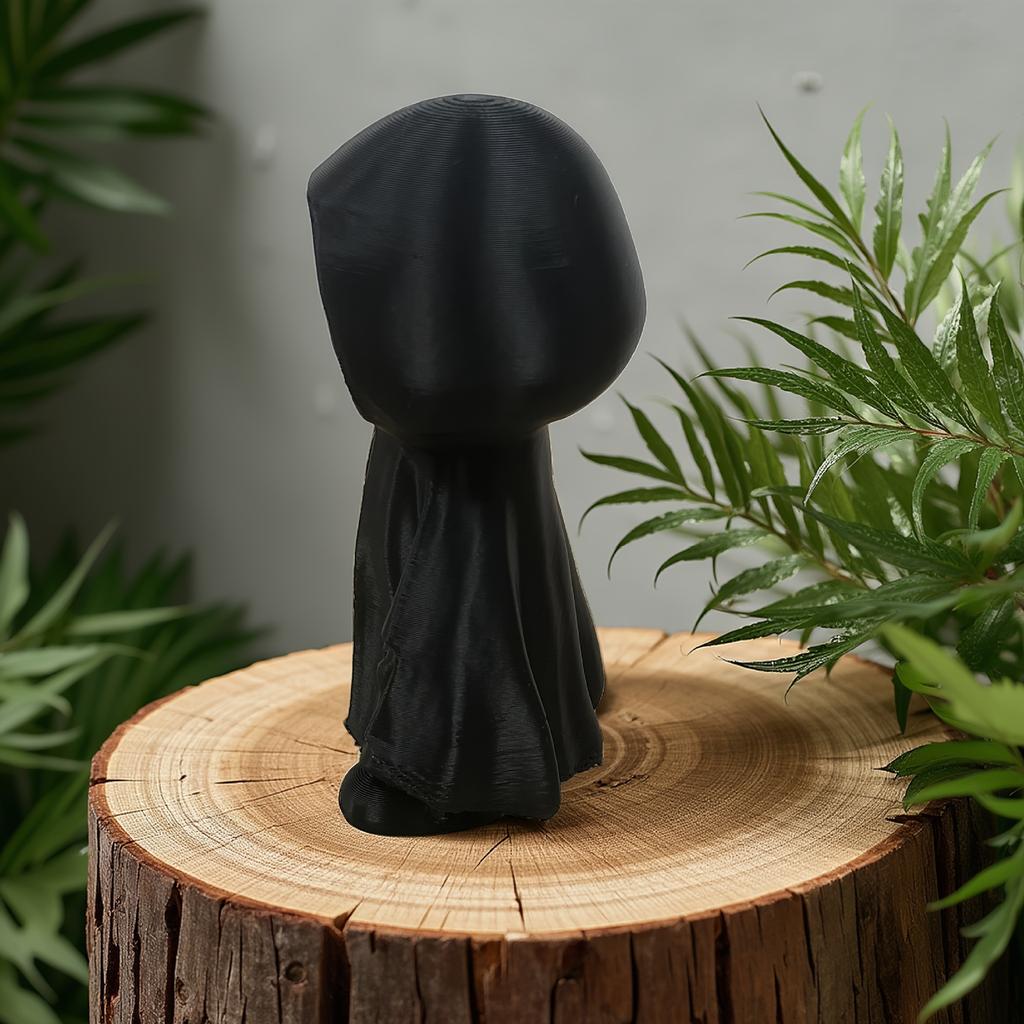 3D Halloween Decor Figurine with Hooded Cloak & Expressive Eyes, Durable Plastic Indoor/Outdoor Decoration for Home, Office, Yard - Party Ornament