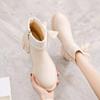 New Women Short Boots Ladies Leather Ankle Boot Autumn Platform Motorcycle Shoes for Woman's Winter Pearl Shoe