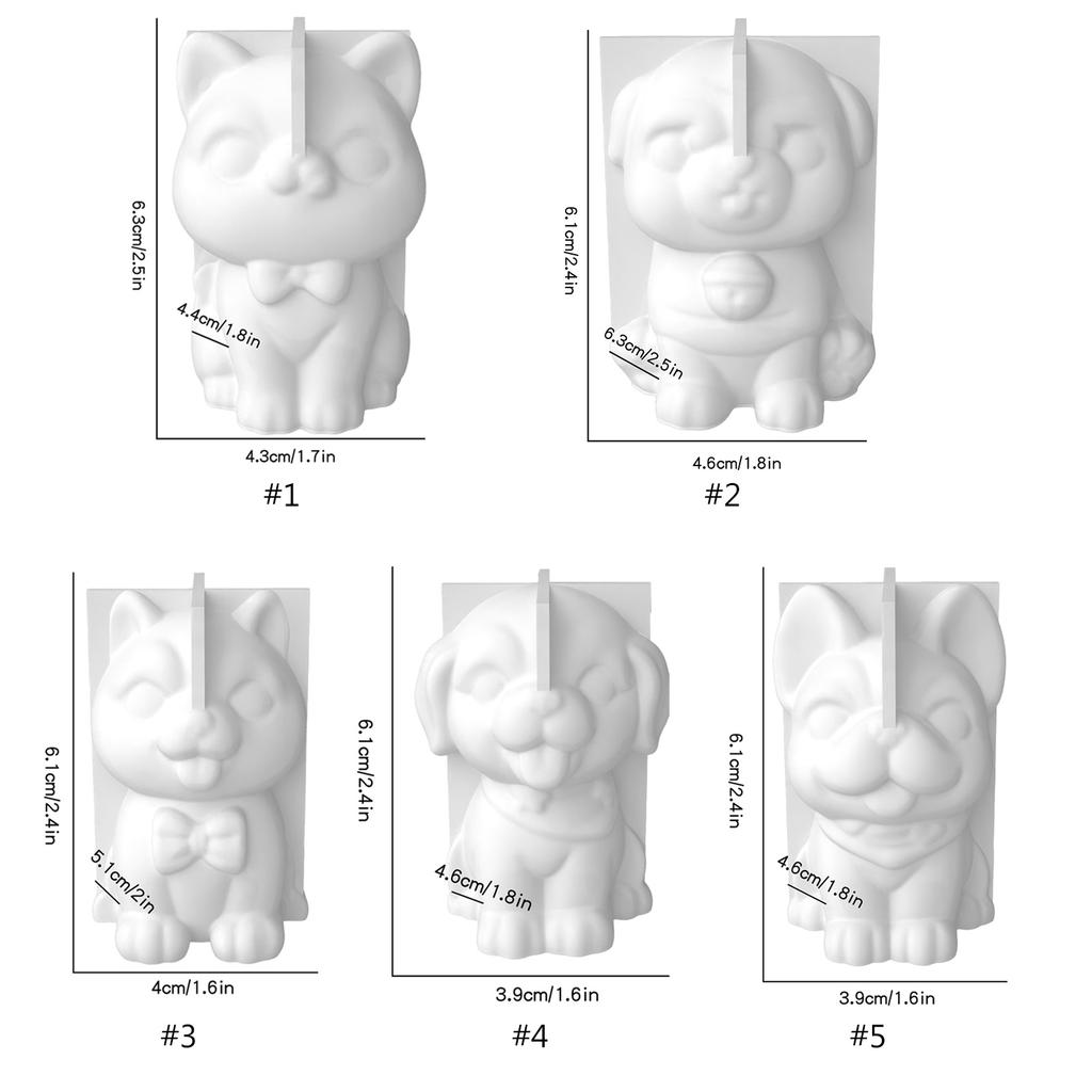 3D Dog Silicone Candle Mold DIY Soap Resin Plaster Mould Animal Puppy Ice Cube Chocolate Making Desk Ornament Home Decor