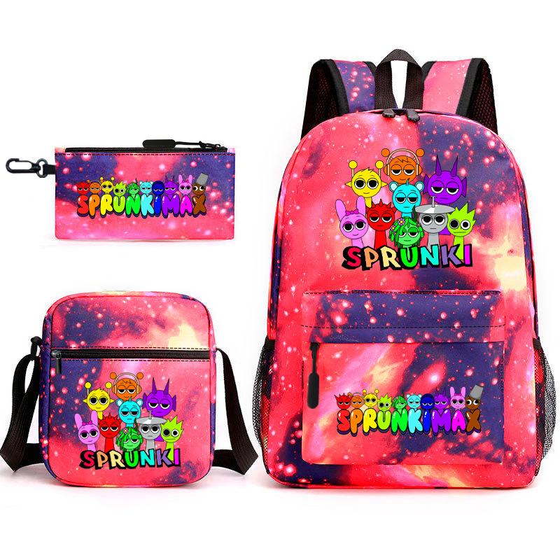 Anime Cartoon Backpack Sprunki Large Capacity Primary School Student Schoolbag Satchel Pencil Case
