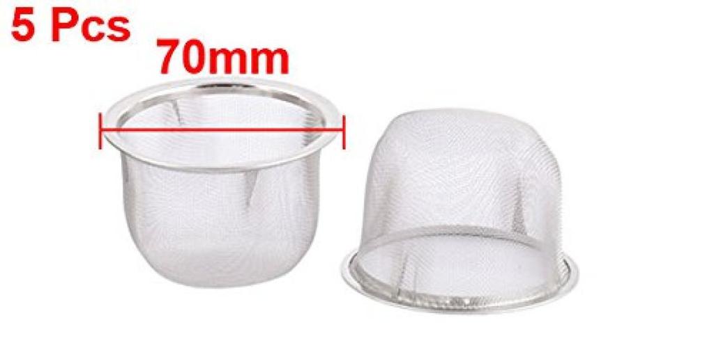 uxcell Tea Strainers, Tea Strainers, Spice Filters, Stainless Steel, 70mm Diameter, Round Mesh, Pack of 5