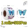 500pcs/roll Butterfly Flower Sticker 1 Inch 8 Design Colorful Butterfly Decals Decorative Flowers Cute Sticker Party Favor Decor