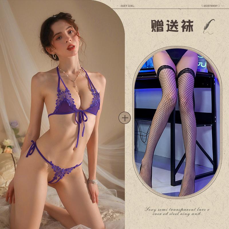 New sexy three-point erotic underwear free bikini open crotch temptation large size women's suit