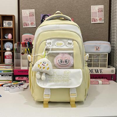 School Bag New College Style Contrasting Color Primary and Secondary School Students 35 Grade Multi-compartment Lightweight Backpack Cute Cartoon