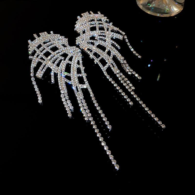 Silver Needle Diamond Irregular Tassel Earrings Personality Exaggerated Design Sense Earrings Cold Wind Temperament Earrings Women