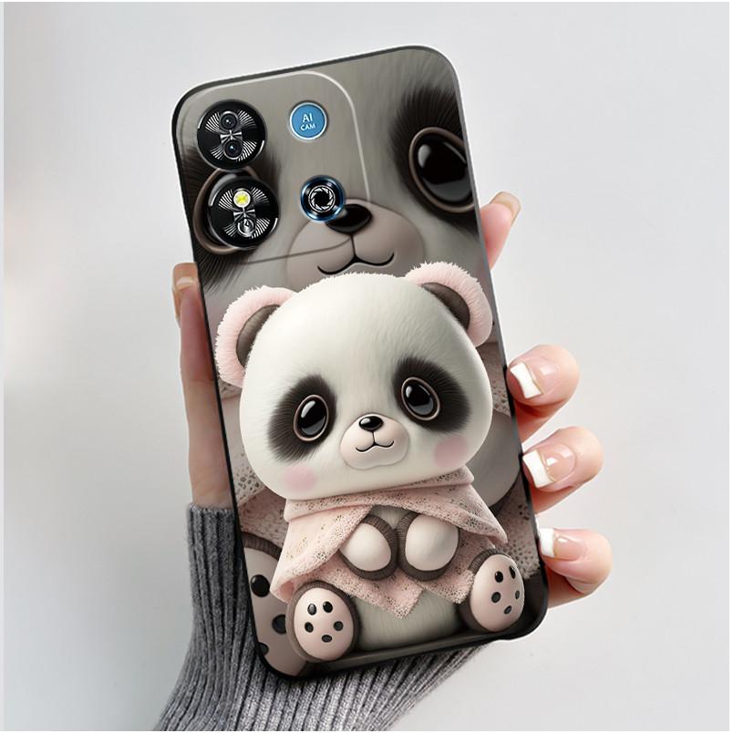 For Oukitel C57S C57 Pro Plus Ultra Case BLU J12 Back Cover Cute Love Heart Rabbit Black TPU Soft Silicone Protective Phone Case