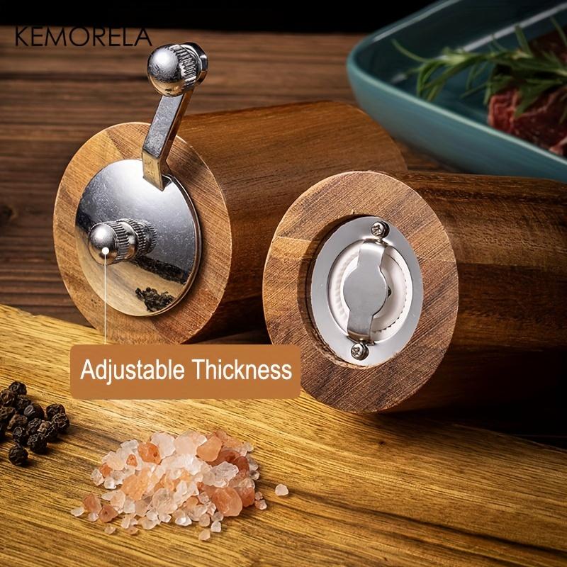 2PCS European Solid Wood Pepper Grinder, Manual Salt & Pepper Mill,Home Kitchen Seasoning Shaker for Steak & Pasta Easy to Clean