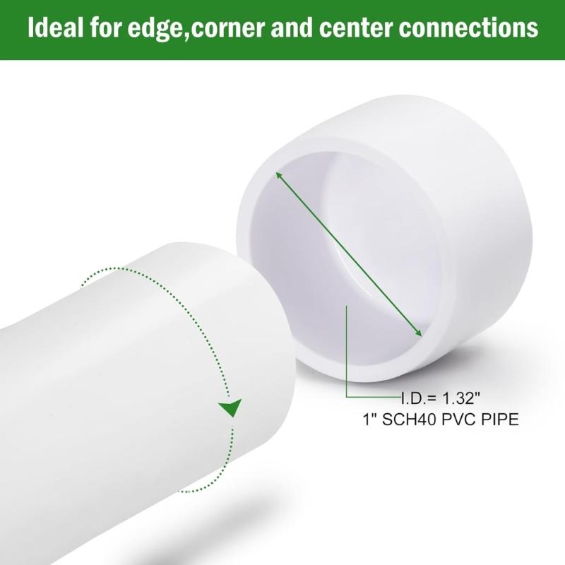 24Pcs Multipurpose SCH40 PVC End Caps for 3/4 Inch 1 Inch 1 1/4 Inch 2 Inch Pipes Sturdy Pipe Cover Accessories