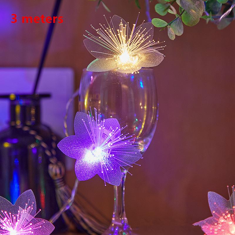 1.5M Led Fiber Optic Fairy Light Battery-Operated Garland Christmas Decoration Party New Year'S Decor Artificial Flowers Festoon
