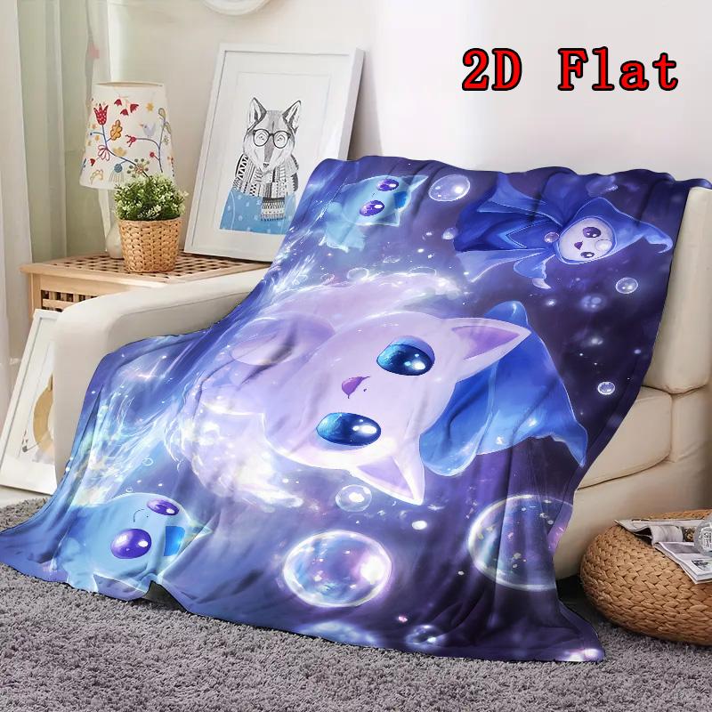 Cute blue sprite 2D Flat Pattern Flannel Blanket High quality All Seasons Warmth and Comfort Perfect for Christmas Gifts.PMT0914406