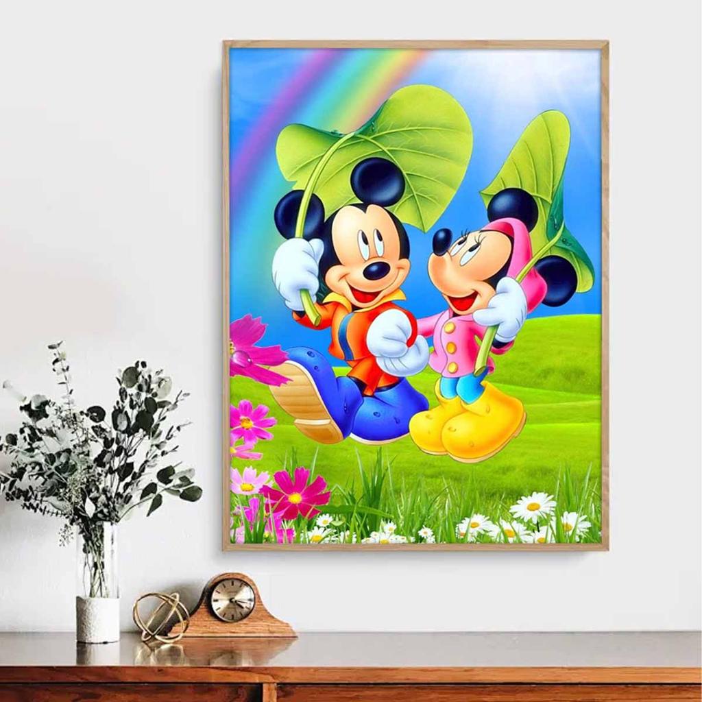 Full Round Diamond Painting Mickey Mouse Under The Lotus Leaf Art Rhinestone Picture Mosaic DIY 5D Cross Stitch Embroidery Home Decoration