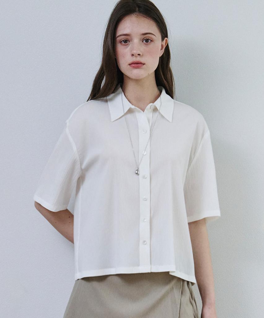 MALOUPE 4213 Crinkle Short Sleeve Shirt (Cream)