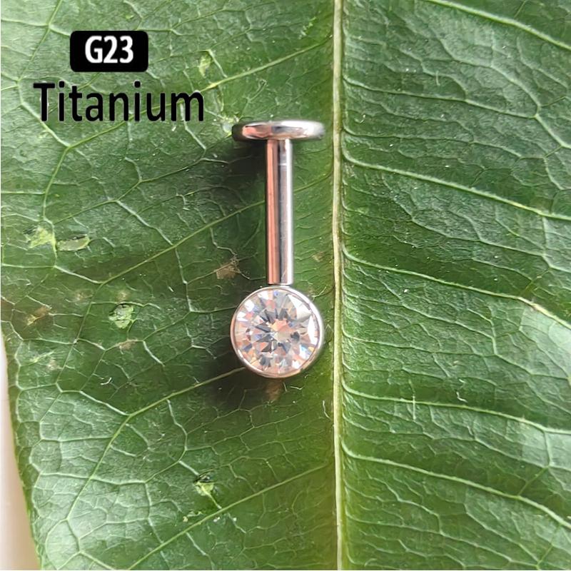 ASTM F136 Titanium 16G Marquise CZ Screw Flat Back Vertical Helix Piercing Ear Cartilage Stud Earrings G23 Titanium Body Jewelry