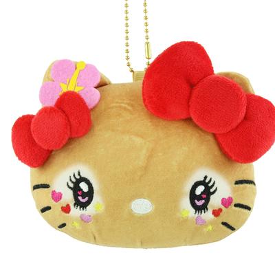 Yasuda Tsusho Hello Kitty Heisei Retro Kogal Series Cosmetic KT Kogal Cosmetic Pouch HB Pouch, Hibiscus, Approx. H9.5xW12.4xD3cm, Die-Cut