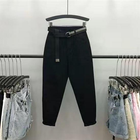 

Gray High-Waisted Denim Petite Carrot Pants - Slimming, Loose-Fit Harem Style for Spring/Autumn 32