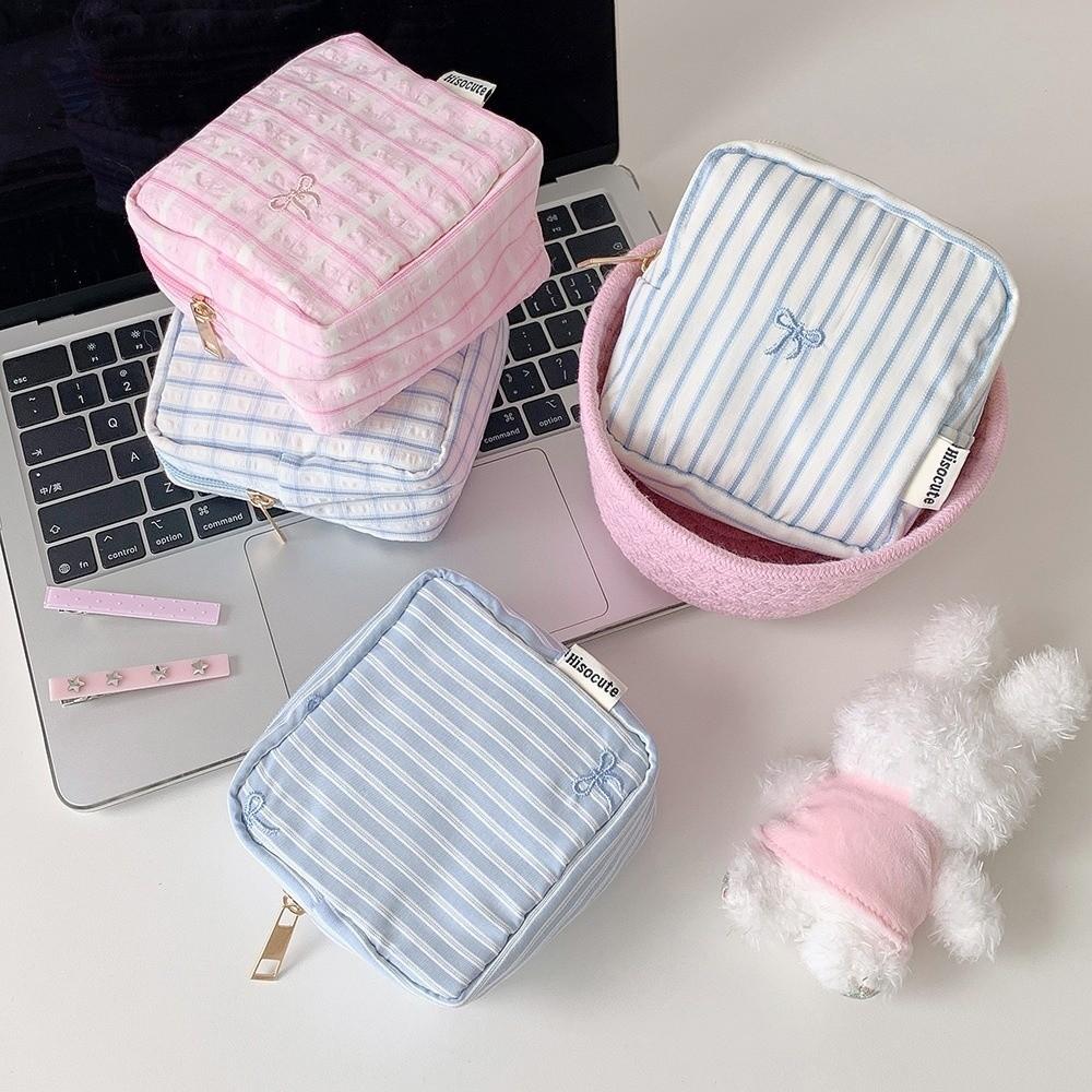 Large Capacity Bow Cosmetic Bag Korean Style Cloth Portable Beauty Case  Vacation Travel