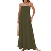 Women's Spring And Summer Casual Fashion Adjustable Suspender Solid Color Long Dress