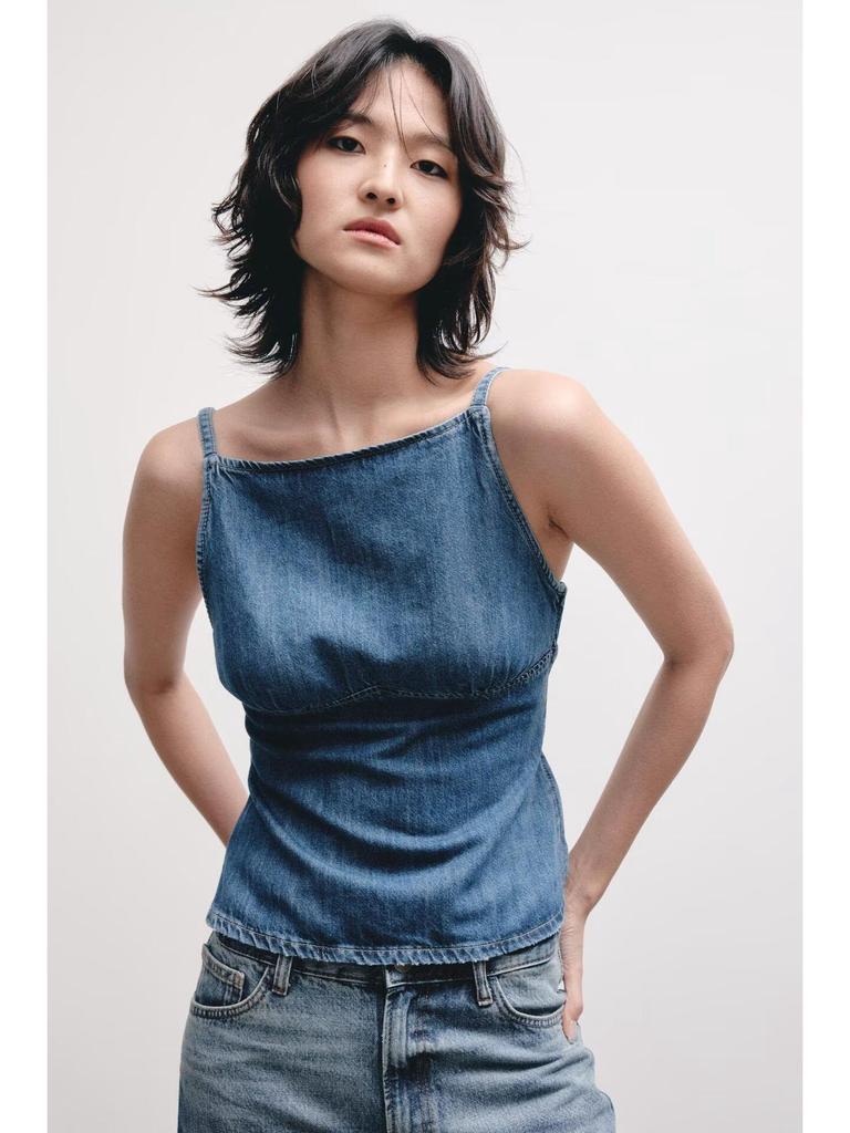 2025 Spring/Summer Women's Off-Shoulder Denim Camisole - Hot Girl Style