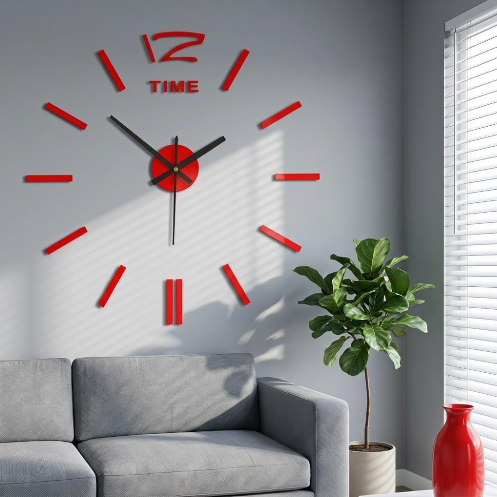 Frameless 3D Wall Clock 50cm Mirror Wall Clock Decorative Wall Clock Sticker Office Decoration