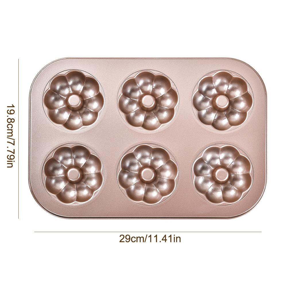 6 Hole Baking Pan Carbon Steel Cake Baking Mold Baking Tray Non-Stick Muffin DIY Cartoon Cake Pan Moulds Donut Baking Pans