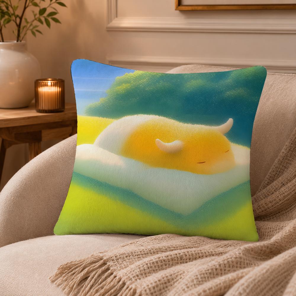 Cute Animals Spring Sleep Series Cushion Cover Anti-dustmite Pillowcase Invisible zipper silky short plush Sofa cushion cover