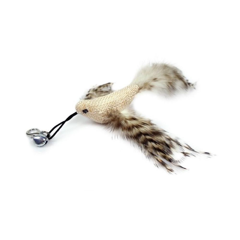 Simulation Bird Cat Toy Feather Bird with Bell Kitten Wand Toy Replacement Heads Cat Teaser Interactive Cat Toy Accessories