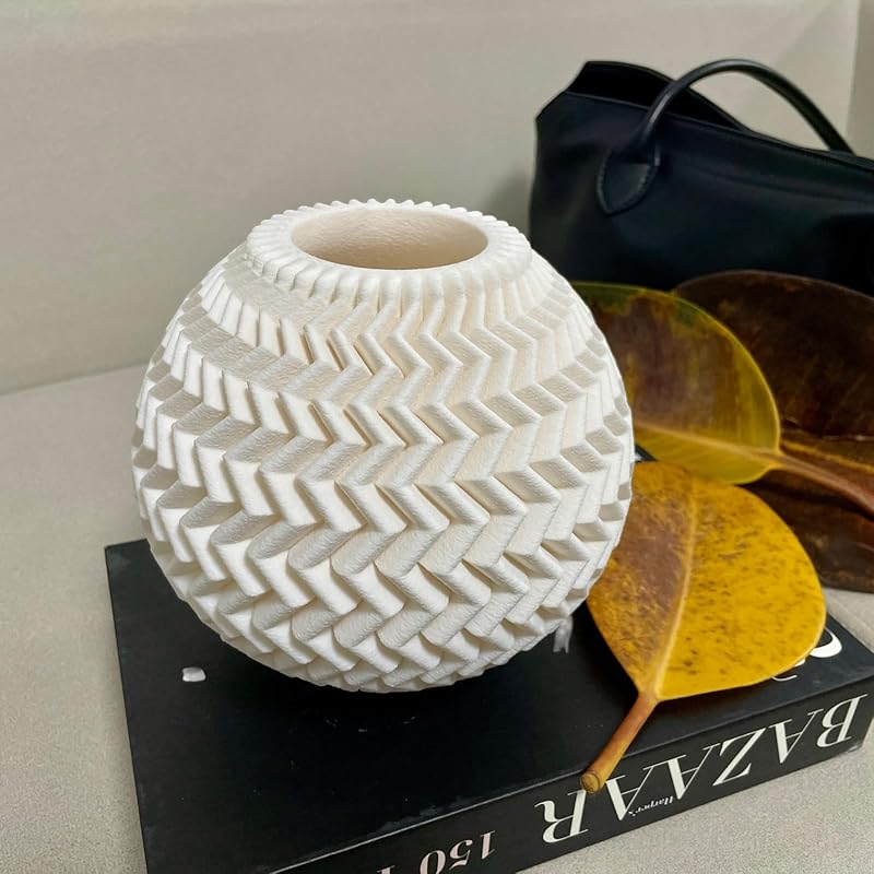 Modern Vase, White Minimalist Small Flower Holders for Pampas Grass Decor, Coffee Table & Shelf Decor, Abstract Vases for Flower Bouquet, Trendy Home